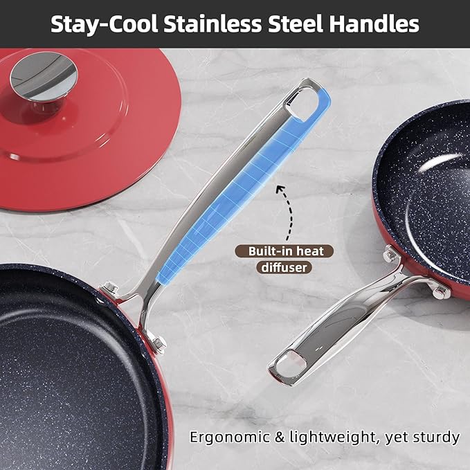 Nuwave Lux 13pc Forged Lightweight Cookware Set PFAS Free, Healthy G10 Duralon Ceramic Coating, Ultra Non-Stick, Stay-Cool Handles, Works on All Cooktops & Induction Ready