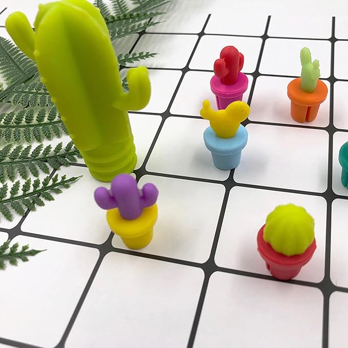 Cactus Shape Wine Glass Charms Set 14pcs Silicone Drink Charms for Glasses Non-Slip Wine Charms for Stem Glasses for Beach Gatherings & Summer Celebrations