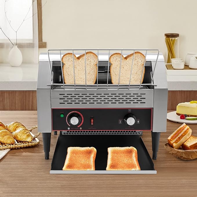 Commercial Toaster Conveyor Electric Stainless Steel Restaurant Toaster Oven for Bagel Burgers Bun Bread Heavy Duty Industrial Conveyor Toasters (150 Slices/Hour)