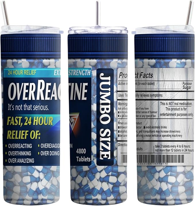 Funny Tumbler – Hilarious Gift-Inspired Parody Design, Custom Novelty Gift for Friends, Coworkers, or Gag Gift Lovers! (OverReactine)