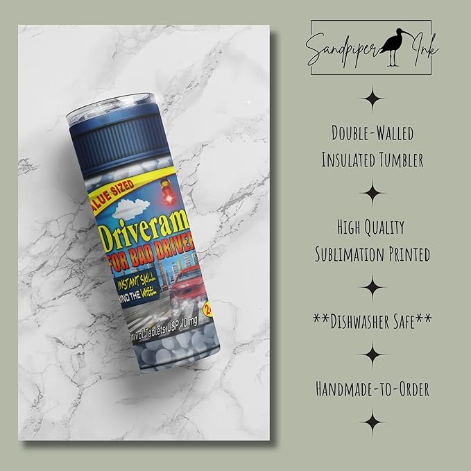 Funny Tumbler – Hilarious Gift-Inspired Parody Design, Custom Novelty Gift for Friends, Coworkers, or Gag Gift Lovers! (Driverama)