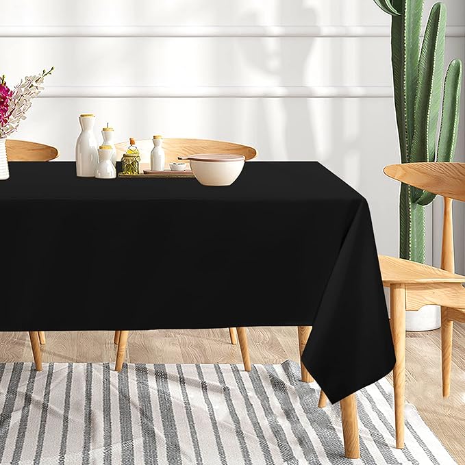 sancua 6 Pack Black Tablecloth 60 x 102 Inch, Rectangle Table Cloth for 6 Feet Tables - Stain and Wrinkle Resistant Washable Polyester Table Cover for Dining Tables, Buffet Parties and Camping