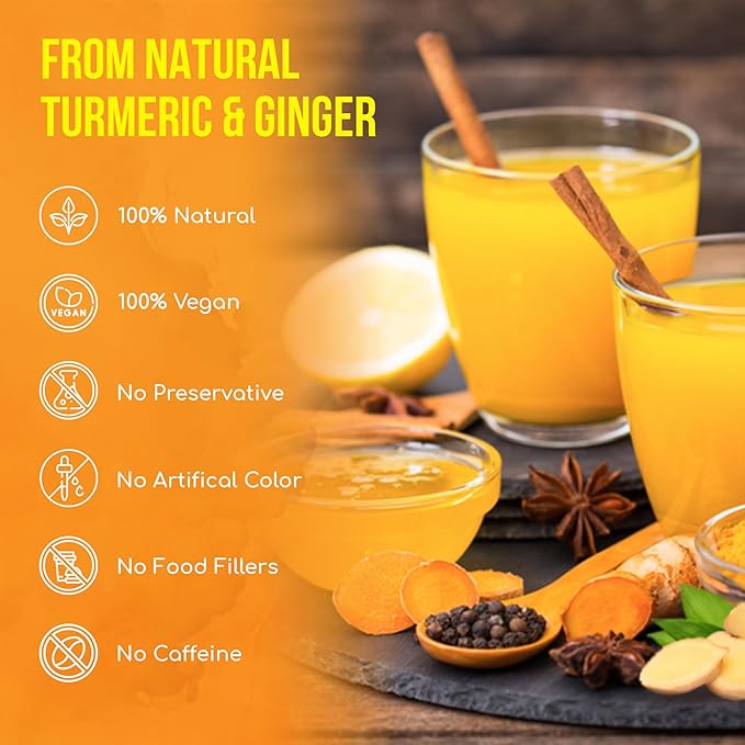 FreshDrinkUS, Premium 135 Turmeric Ginger Tea Bags, 100% Natural Ingredients, Hand-made Blend of Turmeric and Ginger Herbal Tea, Eco-conscious Tea Bags. No Sugar, No Caffeine, No Gluten, Vegan.