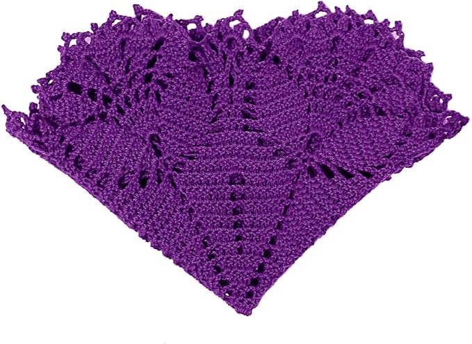 BIBITIME 15 inches- 16 inches Tulip Flower Doilies Lace Doilies Kitchen Table Doily Mats Tablecloth Handmade Crochet Placemats Vase Dish Plate Mat (1 PC,Dark Purple)
