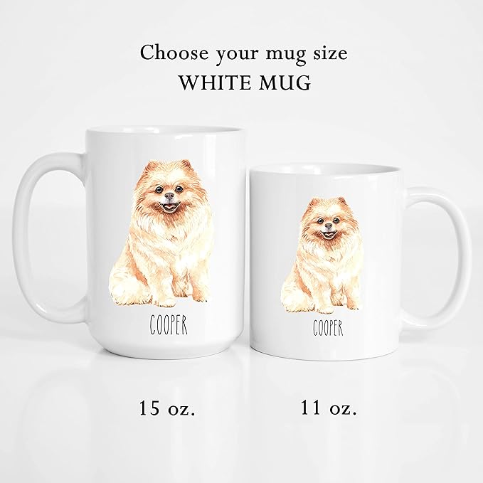 Pomeranian Custom Coffee Mugs with Name for Dog Mom Dad - Personalized Gifts for Best Friends - Grandma Grandpa Present (Pomeranian)