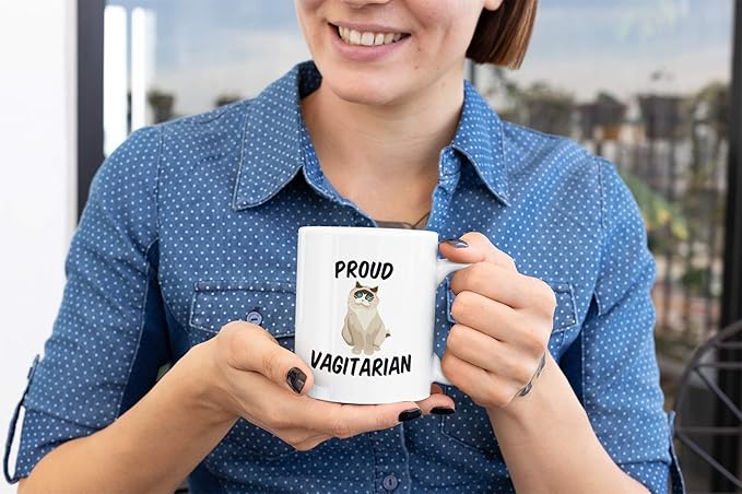 Casitika Funny LGBT Mugs. Proud Vagitarian 11 ounce Lesbian Coffee Mug. Cup Idea for Gay Girlfriend or Friend on Her Birthday or Anniversary. (White)