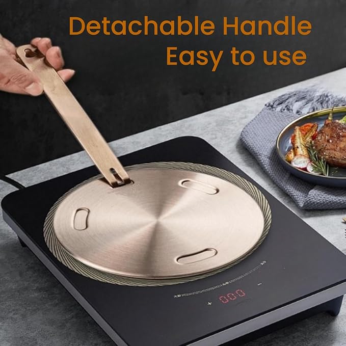 Induction Adapter Plate, Lifenergric Heat Diffuser Simmer Plate for Glass Electric Stove Top Heat Diffuser with Removable Handle, Induction Converter Disk for Cookware Accessories 7.9inch