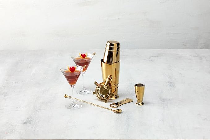 Crafthouse Signature Collection Stainless Steel Gold Bartender Essentials Kit (Set of 5), Gold