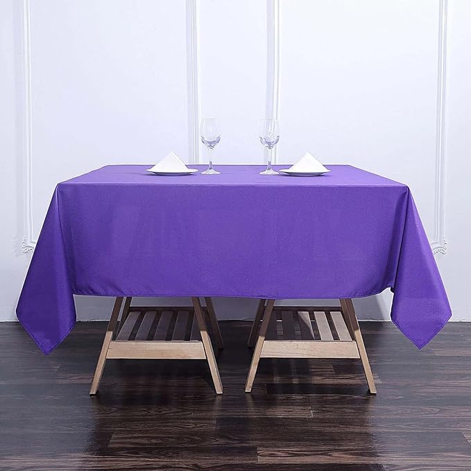 Efavormart 70" Premium Square Polyester Tablecloth for Wedding Kitchen Dining Events - Purple