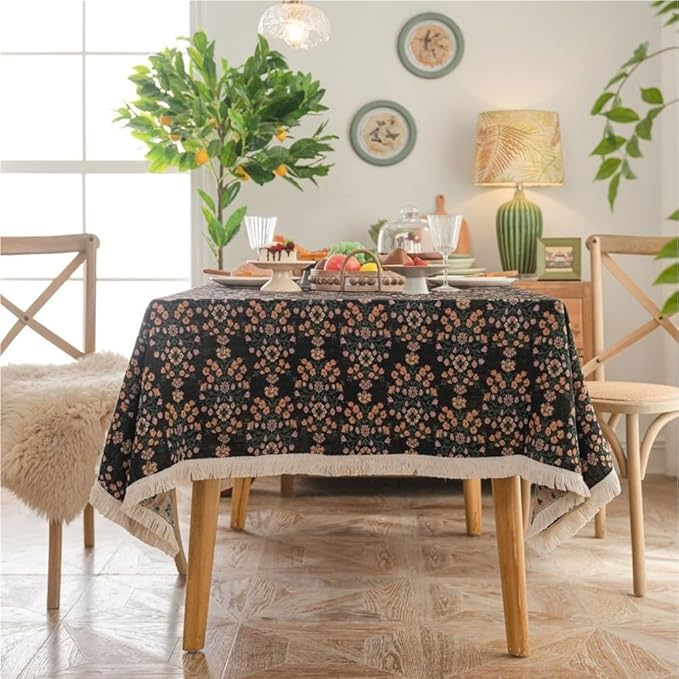 Rectangular Tablecloth Flower Multicolor Plant Tablecloth Thick Tablecloth Suitable for Restaurant Camping(140 * 160cm)