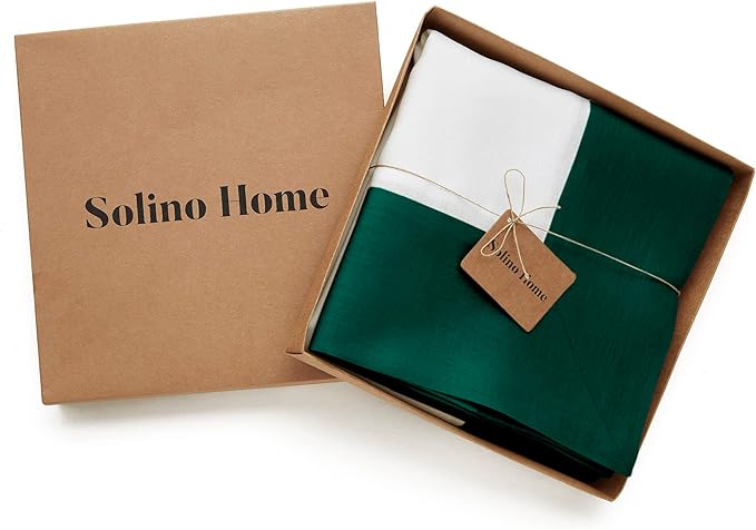 Solino Home Linen Tablecloth for Rectangle Tables 60 x 120 Inch - 100% Pure Linen Rainforest and White Table Cloth - Contempo, Machine Washable Cloth Tablecloth for Winter, St Patricks Day