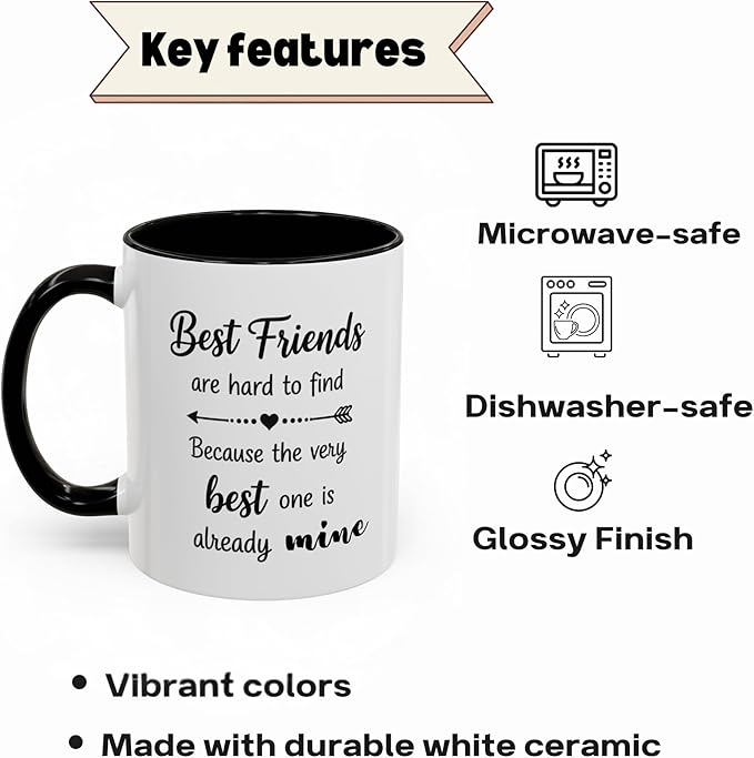 Best Friends Quote Coffee Mug, Best Friends Are Hard to Find Quote, Friendship Gift for Her, Funny BFF Birthday Mug