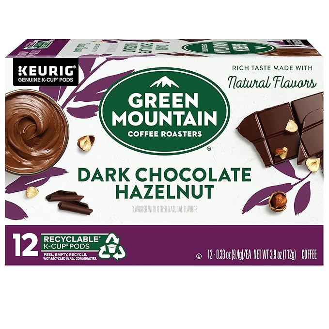 Green Mountain Coffee Roasters Dark Chocolate Hazelnut Coffee, Keurig Single Serve K-Cup Pods, 72 Count (6 Packs of 12)