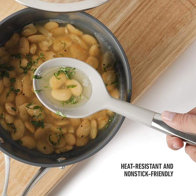 Calphalon Prime Stainless Steel Kitchen Spoon W/Taupe Silicone Head