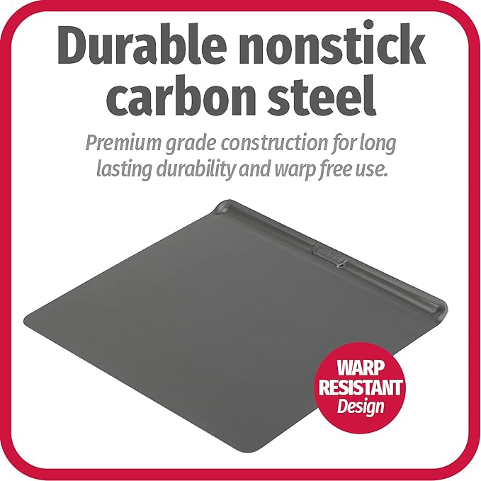 GoodCook AirPerfect Nonstick Steel Insulated Cookie Sheets, Assorted Size No-Burn Baking Sheets with Large Handles, Set of 2, Gray