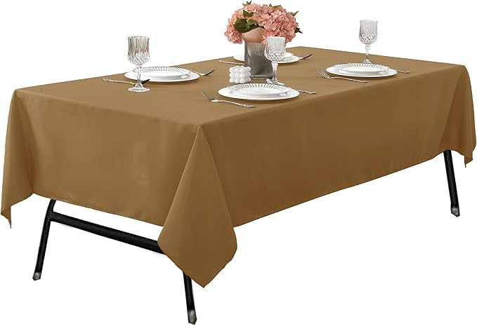 10-Pack 60x102 inch Coffee Table Cloths, Solid Stain and Wrinkle Resistant Oblong Tablecloth, Premium Plain Weave Polyester Fabric Rectangle Table Linen Covers for Hotel, Wedding