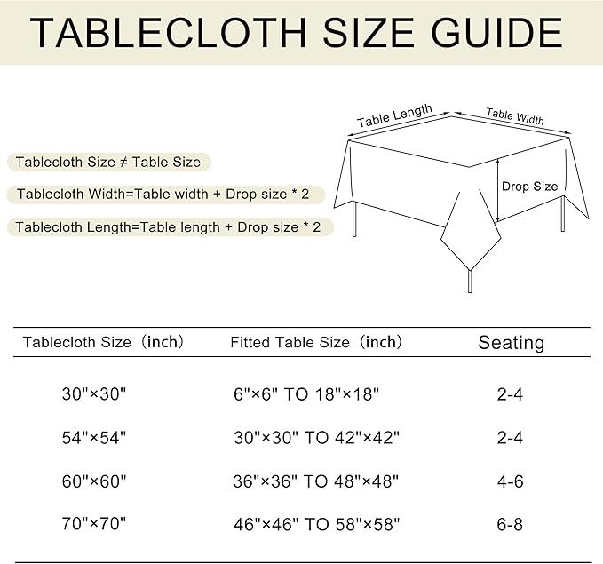 JIUZHEN Square Table Cloth Faux Linen Farmhouse Tablecloth Wrinkle & Stain Resistant Table Cover for Kitchen Dining, Holiday Party Dinner, Champagne, 70 x 70 Inch