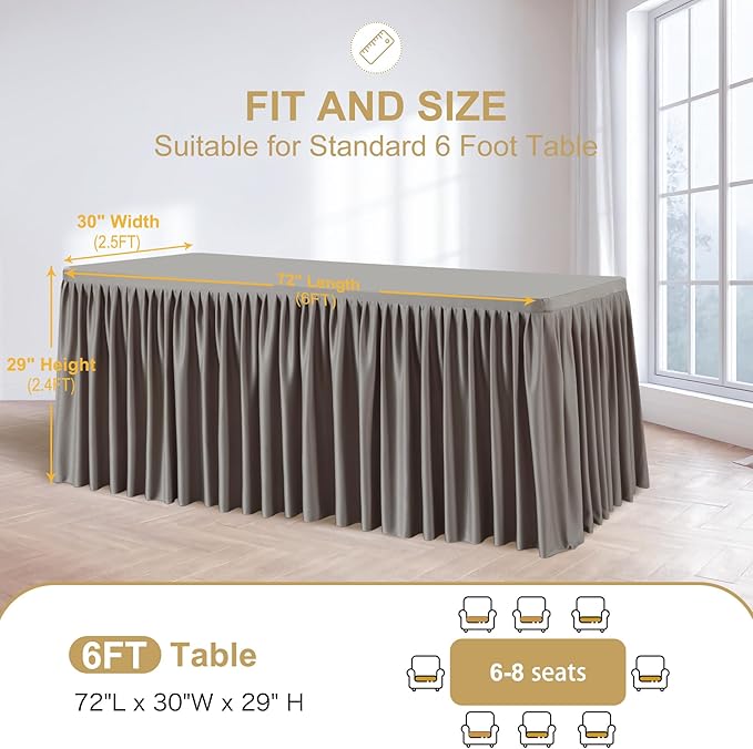 Wish Care 6 Pack Nude Brown Rectangle Table Clothes for 6 Foot Tables, Polyester Fitted Tablecloths 6ft Stretch Table Cover for Wedding, Birthday, Parties, Trade Show, Craft Show