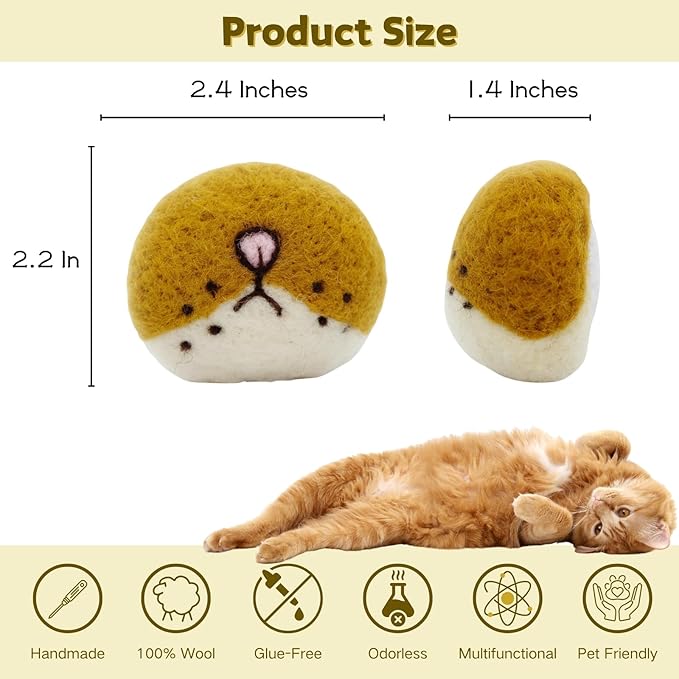 Handmade Cat Whisker Holder, Wool Cat Refrigerator Magnet, Cute White Cat Design Whiskers Collector, Ginger Cat Gifts for Cat Lover