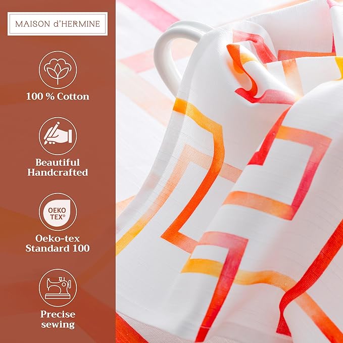 Maison d' Hermine Cloth Napkins Set of 4 100% Cotton Everyday Reusable Square Napkins Cloth Washable Dinner Party Wedding Restaurant Valentines Day Decorations Spring/Summer (Summer Maze, 20" x 20")