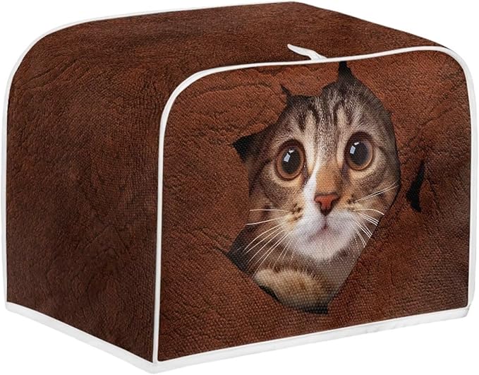 Doojoayie Cat in Wall 4 Slice Toaster Cover Toaster Storage Bag Bread Maker Cover Stain Resistant for Kitchen Small Appliance,Gift for Women