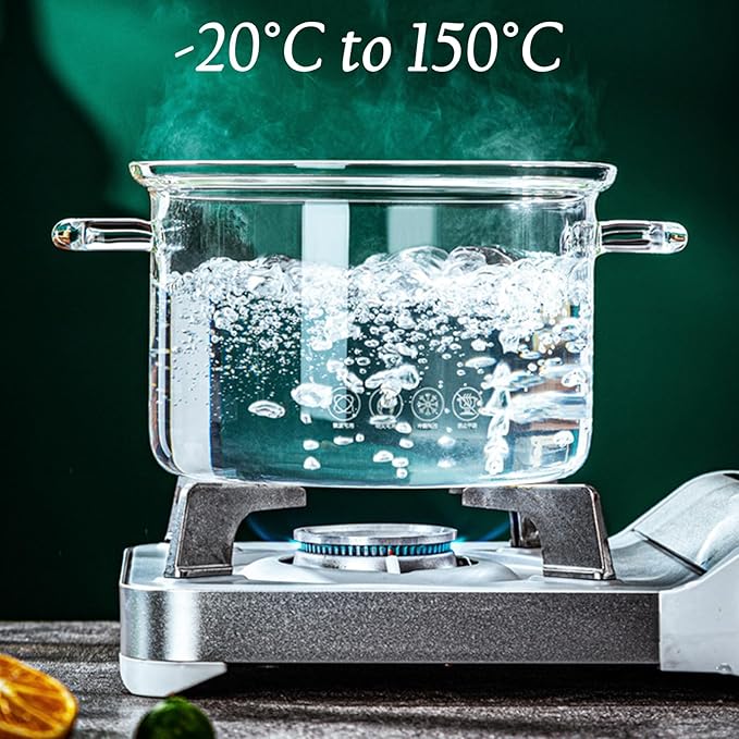 Glass Saucepan for Cooking High Borosilicate Stovetop Cooking Pot with Lid and Handle, Heat Resistant Glass Cooking Pot for Pasta Noodle Soup Milk Food, Refrigerator and Microwave Safe,1.8L