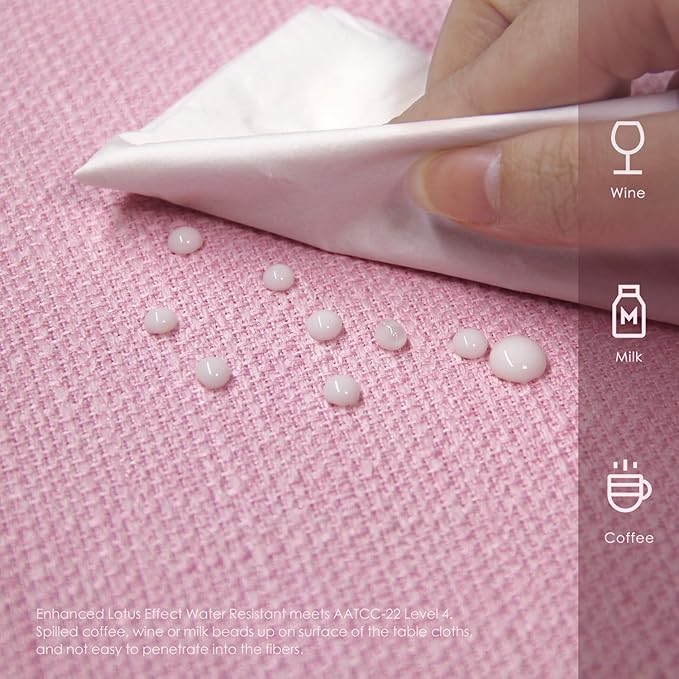 BALCONY & FALCON Rectangle Tablecloth Washable Wrinkle Resistant Water Proof Table Cloth Decorative Fabric Tablecloths for Valentines Day Dining Parties Kitchen Wedding Outdoor Use (Light Pink, 55x95)