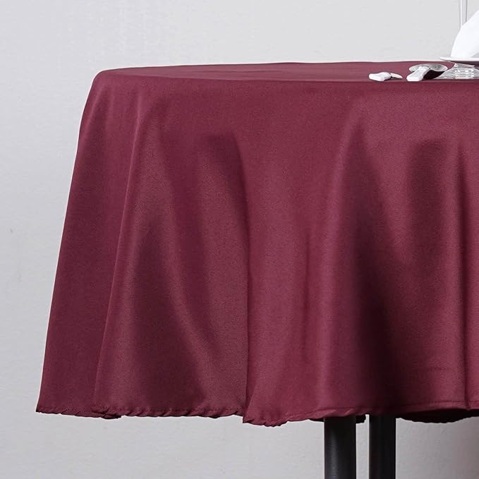 Efavormart 90" Round Burgundy Wholesale Linens Polyester Round Tablecloth for Wedding Banquet Restaurant