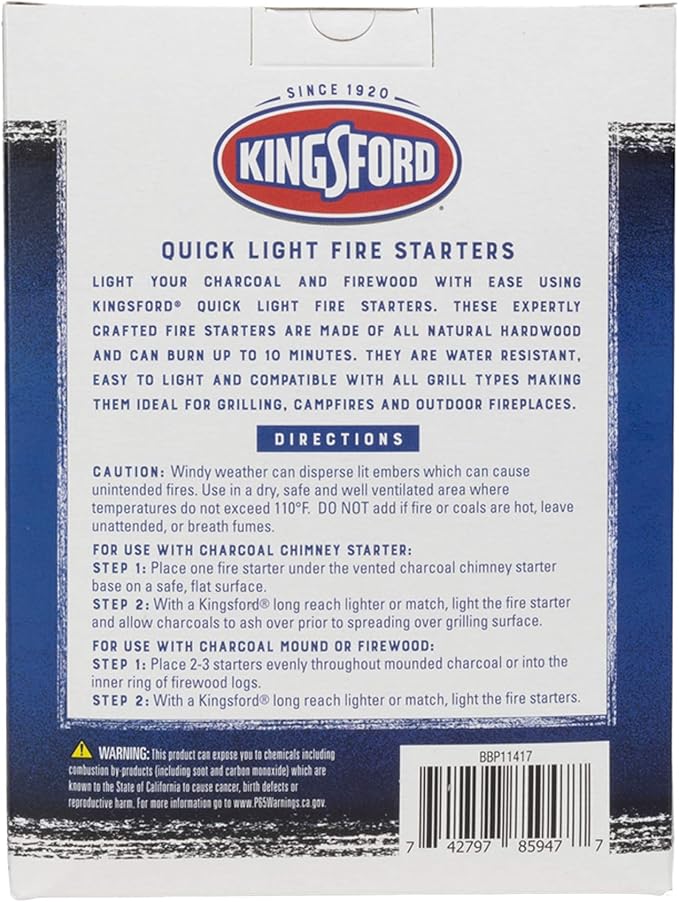 Kingsford Quick Light Fire Starters | Wooden Fire Starters Made With All Natural Hardwood for Grilling, Campfires, and Outdoor Fireplaces | 16 Count Fire Starter Rolls