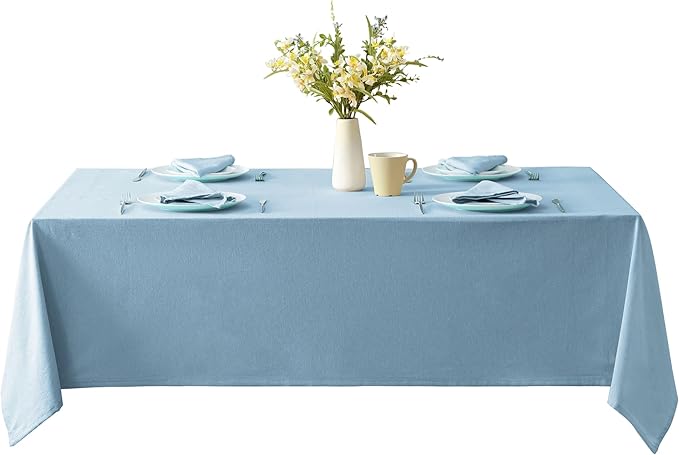 Spring & Easter Holiday Charleston Water Blue 60 x 120 inch Rectangle Fabric Tablecloth, Cotton Table Cover for Indoor Outdoor Dining, Machine Washable Solid Color Tablecloths for Everyday Use