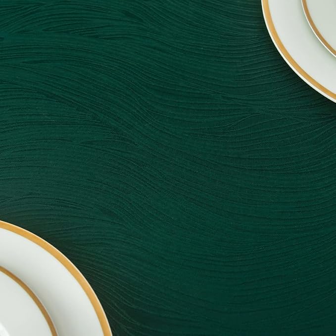 maxmill Jacquard Table Cloth Swirl Pattern Spillproof Wrinkle Resistant Water Proof Heavy Weight Soft Tablecloth for Kitchen Dinning Tabletop, Christmas Parties, Square 70 x 70 Inch, Hunter Green
