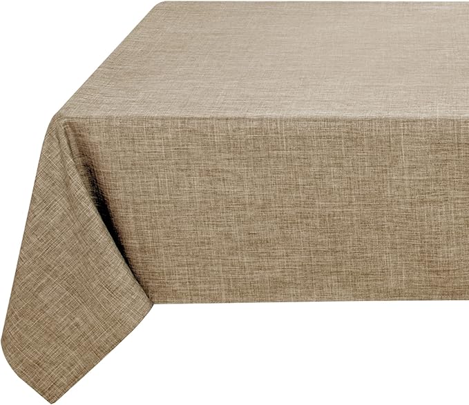 Fitable Faux Linen Tablecloth Square Wrinkle Resistant Fabric Neutral Table Cloth, Indoor Outdoor Table Cover for Kitchen Dining, Birthday Party, Farmhouse (Khaki, 54 x 54 Inch)