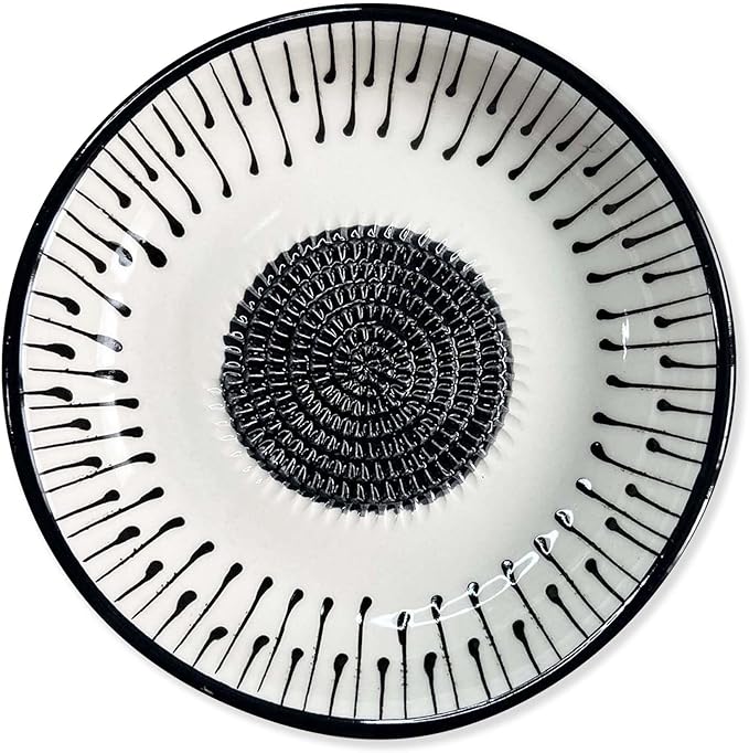 Ceramic Grater Bowl, Garlice Grater Plate, Handmade Ginger Grater, Mincer Bowl for Cheese &Vegetables, Ceramic Decorative Mincer, Hand Dish for Garlic (Black Drops)