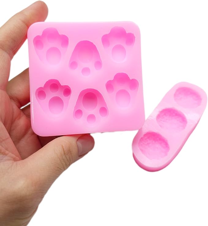 Bunny Paw and Tail Silicone Molds Bundle - Create Adorable Cake Balls, Cookie Decorations, and Cupcake Toppers with Ease (6 cavities paws 3 cavities tails Molds)