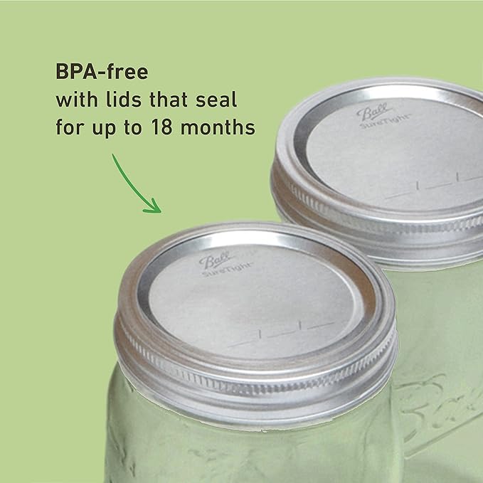 Ball Wide Mouth Glass Mason Jars with Lids and Bands, Used for Canning, Pickling, Juice, Jam, Jelly, Quart Size 32 Ounce (Pack of 8)