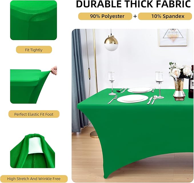 2-Pack 4ft Spandex Table Covers for Rectangular Folding Tables - Wrinkle Resistant Stretch Tight Table Cloths - Ultimate Fitted Table Protector for Parties, Banquet, and Wedding