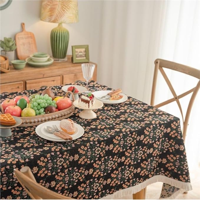 Rectangular Tablecloth Flower Multicolor Plant Tablecloth Thick Tablecloth Suitable for Restaurant Camping(140 * 200cm)