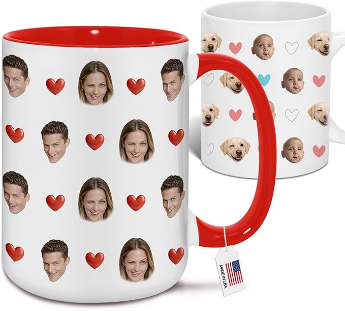 Custom Cute Coffee Mugs Valentines Day Gift for Her - Personalized Photo All-Over Print, Customized Funny Mug Tea Cup Birthday Gifts for Women, Couple, Mom, Wife, Husband, Girlfriend, Boyfriend