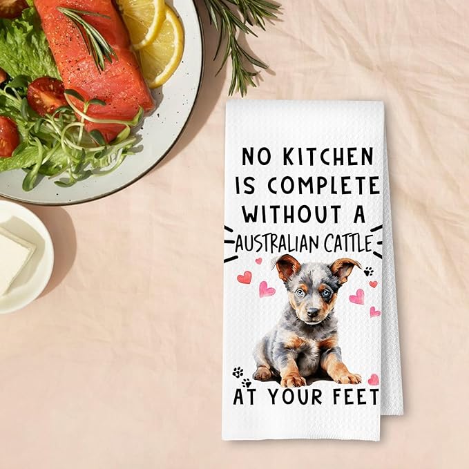 Australian Funny Dog Kitchen Towels - Australian Cattle Waffle Weave Dish Towels,A Kitchen Is Not Complete Without A Australian CattleHand Towel For Home Bathroom,Dog Lovers Gift,16×24 Inch