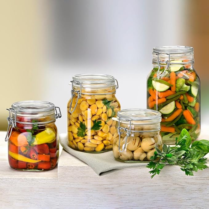 Bormioli Rocco Fido Glass Square Jar, 3 Liter