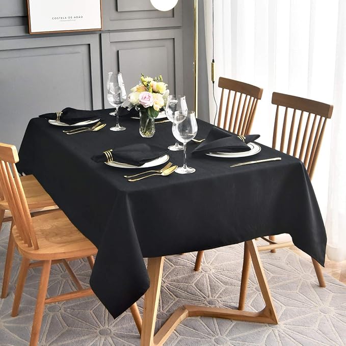 maxmill Jacquard Tablecloth Swirl Design Water Resistance Antiwrinkle Heavy Weight Soft Table Cloth for Buffet Banquet Parties Event Holiday Dinner Rectangle 60 x 84 Inch Black