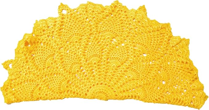BIBITIME 2 PCS 16 inches to 17.5 inches Lace Placemats Table Doilies Round Handmade Crochet Doily Kitchen Coffee Cup Mug Mats Dinner Place Mats Yellow Coasters