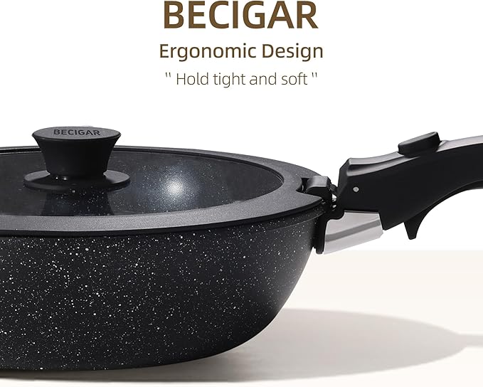 23PCS Ceramic Nonstick Cookware Set, Nonstick Detachable Handle Ceramic Cookware, Induction Kitchen Cooking Set with Removable Handle,include Frying Pans & Saucepans Oven Safe(Black)