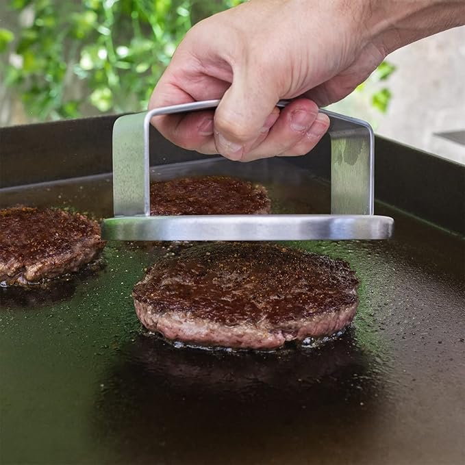 Char-Griller 8813 Flat Iron Griddle Burger Press Outdoor Kitchen Accessory