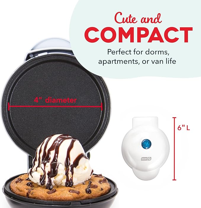 DASH Mini Maker Electric Round Griddle for Individual Pancakes, Cookies, Eggs & other on the go Breakfast, Lunch & Snacks with Indicator Light + Included Recipe Book - White