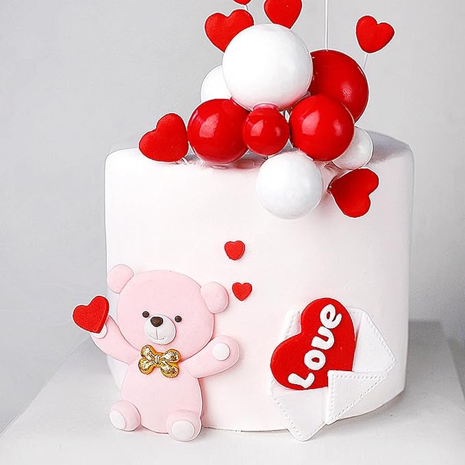 ASTARON 20 Pcs Ball Cake Topper Decorations Mini Balloons Cake Topper Sticks Red Balls Cake Picks Cake Topper Balls for Graduation Birthday Cake Decorations