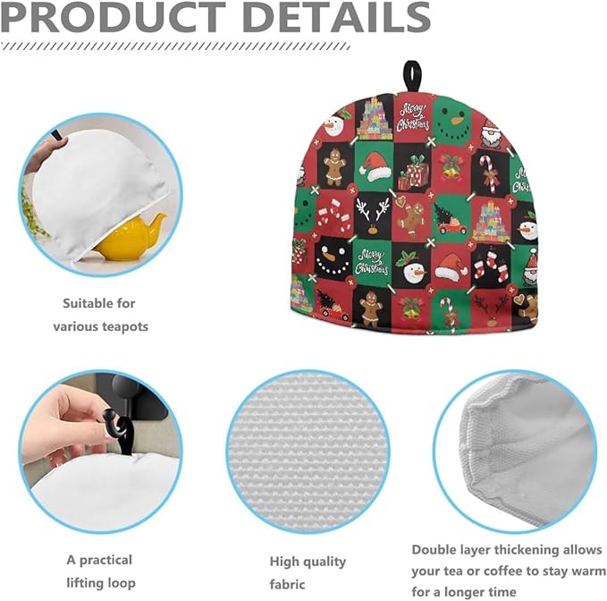 Christmas Snowman Gift Tea Cozy for Teapot, Mug - Insulated, Washable, Removable