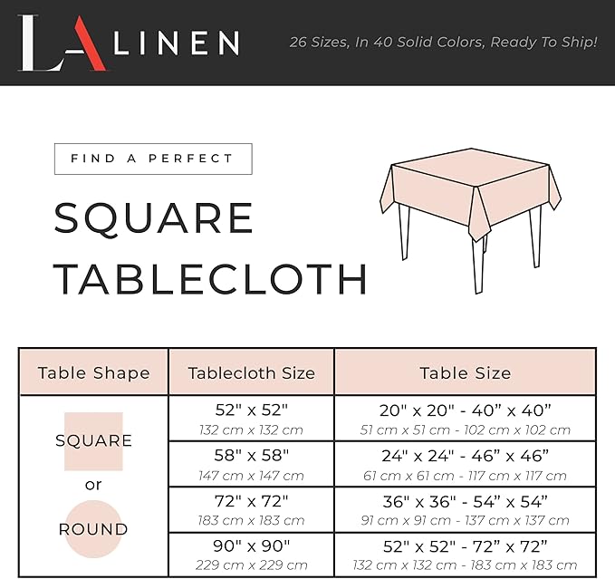 LA Linen Polyester Poplin Washable Square Tablecloth, Stain and Wrinkle Resistant Table Cover 72x72, Fabric Table Cloth for Dinning, Kitchen, Party, Holiday 72 by 72-Inch, Sage Dark