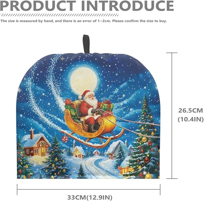 Sleigh Santa Claus Tea Pot Cover Cosy Insulated Tea Cozy Christmas Home Kitchen Decoration Teapot Dust Cover Warming Kettle Quilt Creative Gifts for Women, Wife, Mom