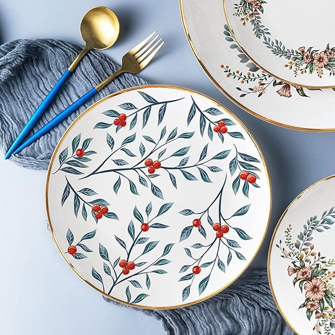 Plate Set Vintage Ceramic Plate Western Steak Plate Cutlery